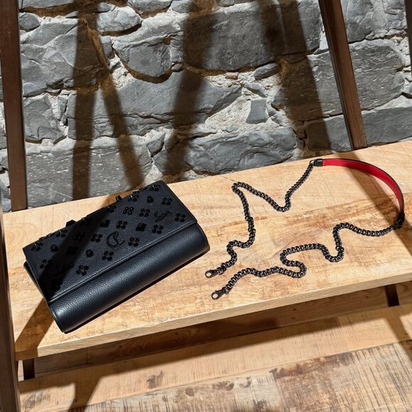 Christian Louboutin Black Leather Embellished Paloma Shoulder Bag - Picture 8 of 16